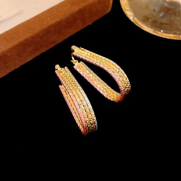 Women's Hypoallergenic Hoop Earrings Trendy Gold Earrings Perfect Colorful - Picture 7 of 9